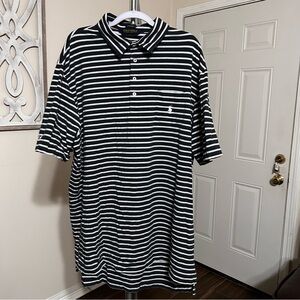 Polo Golf Ralph Lauren XXL Heather Gray White Striped Stretch Isle Short‎ Sleeve